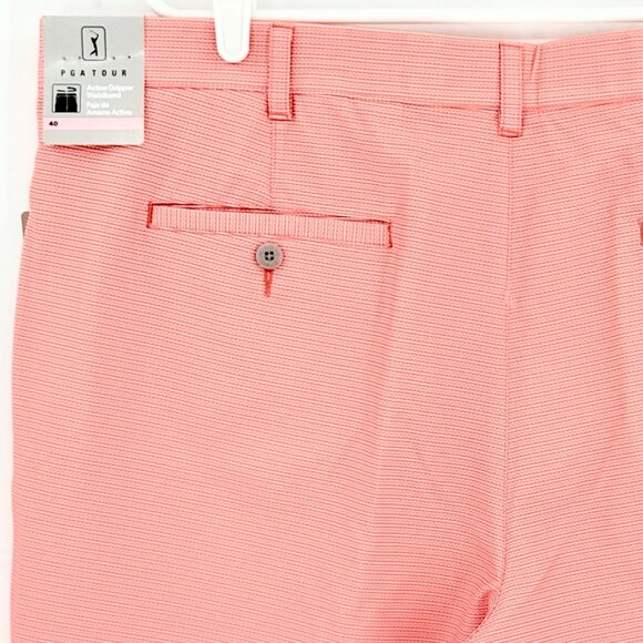 PGA Tour Men's Active Gripper Waistband UPF 50 Stretch Coral Shorts Size 38 NWT - Picture 4 of 11